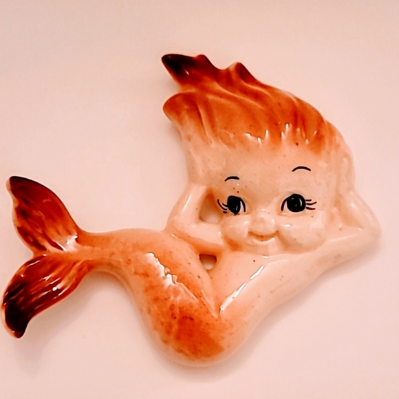 1950's ceramic Bisque Mermaid wall deco - Picture 4 of 4